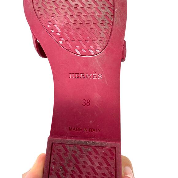 Hermes Oran Aloha Chaine Rubber Sandals Rose Baie 38 - Picture 8 of 10